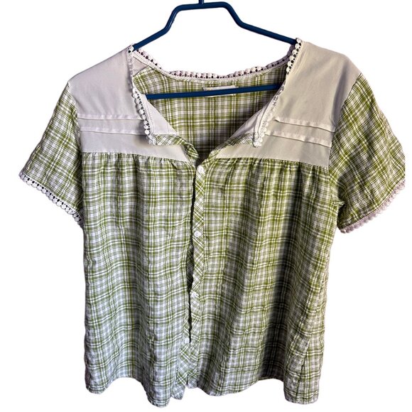 mama green plaid detailed shirt - Picture 1 of 3